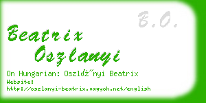 beatrix oszlanyi business card